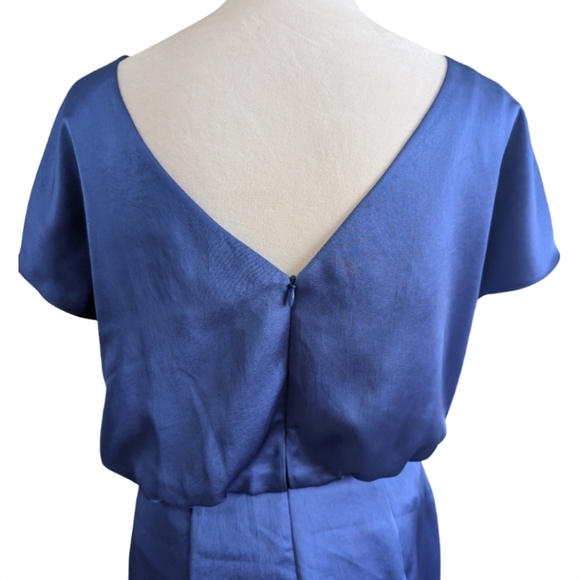 Trina Turk Amuse Blue Satin Short Sleeve Dress Size 8  Like New - Picture 6 of 12